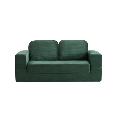 Antique Green Modular Sectional Sofa with Chaise, Deep Seat Memory Foam Boneless Couch for Living Room, No Assembly Required Compressed Loveseat