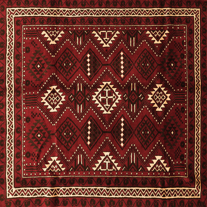 Tapis carré orange en laine / polyester tissé à la machine 3 pi x 3 pi Gergory