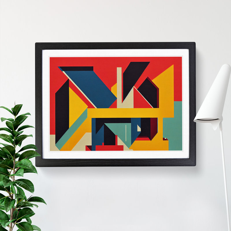Abstract Bauhaus Art Vol.4 - Single Picture Frame Print, 25cm H x 34cm W x 2cm D, Black