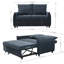 Navy Futon Couch With 2 Storage Pockets, Adjustable And Fabric Covering Modern Sleeper In Convenient Port & Wood Frame