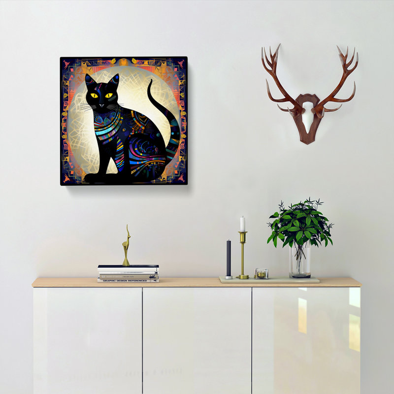Egyptian Cat Abstract Art No.3 - Wrapped Canvas - Framed Print
