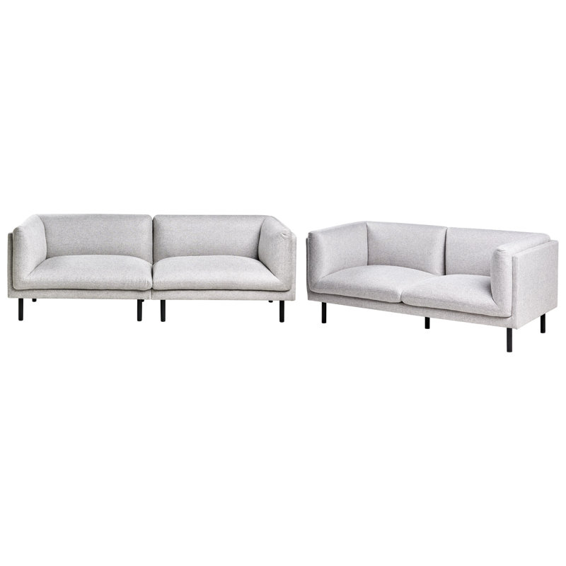 Living Room Set Suhayma Fabric 5 Seater, Light Grey Polyester