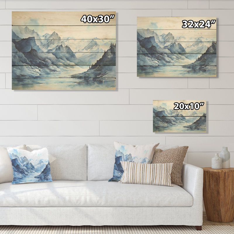 Glacier du Groenland, art mural sur bois de pin naturel, H 24 po x l 32 po
