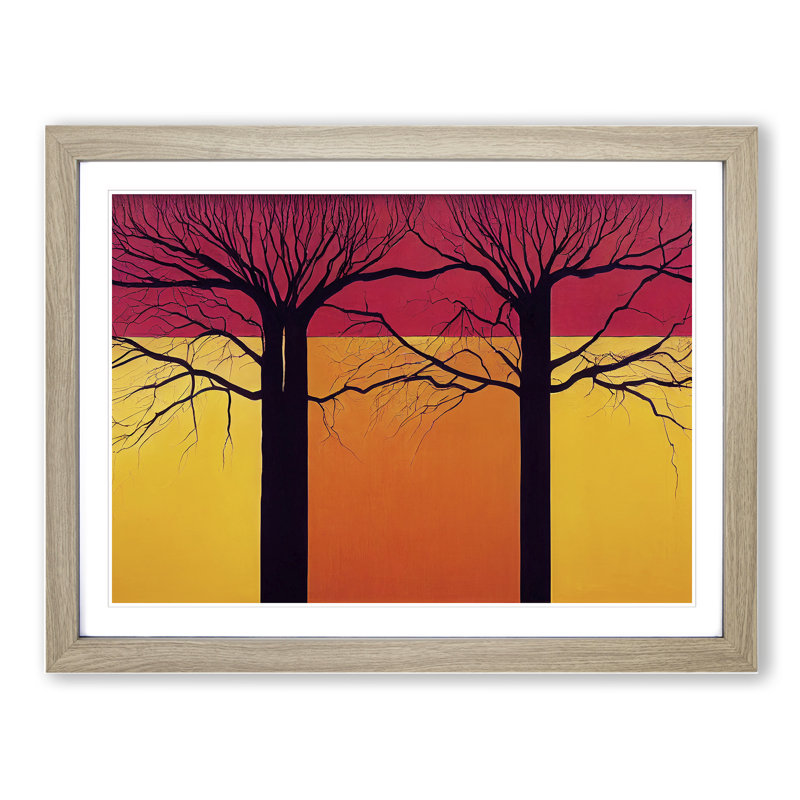 Excellent Abstract Trees - Framed Print, 46cm H x 64cm W x 2cm D, Oak
