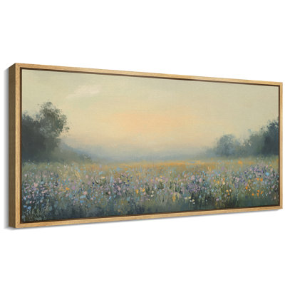 Colorful Wildflower Field Artwork, Abstract Countryside Wall Pictures, Giclee Canvas Digital Print Extra Large Framed Wall Art