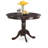 3 Piece Dining Set Contains a Round Kitchen Table with Pedestal and 2 Blue Color Linen Fabric Upholstered Parson Chairs, Cappuccino-121847885-121847886-123719598