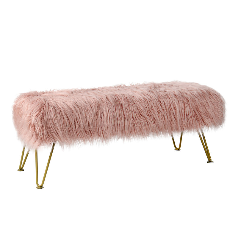 116.8cm Wide Rectangle No Pattern Standard Ottoman, Coral Pink