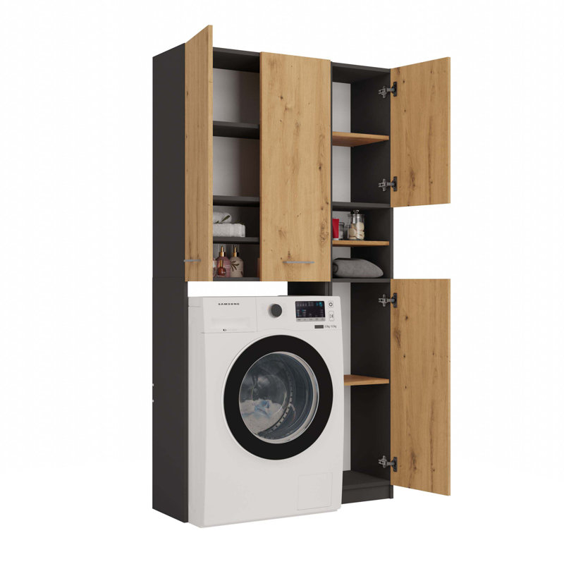Narla MDF Wood Laundry Room Organiser, Anthracite/Artsian