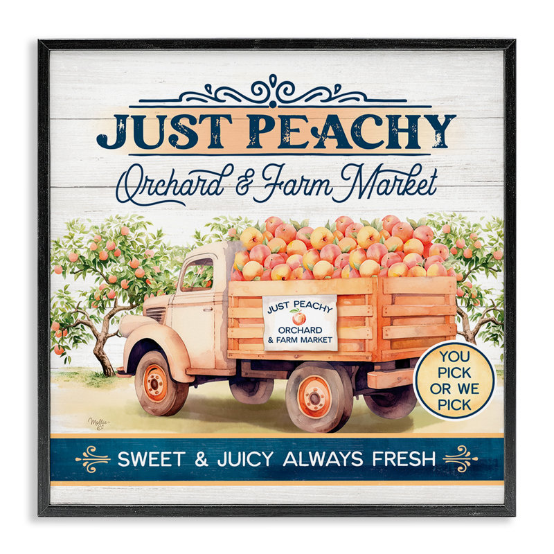 Just Peachy Orchard, estampe numérique par Mollie B., Giclée encadrée noir minuit, H 17 po x l 17 po
