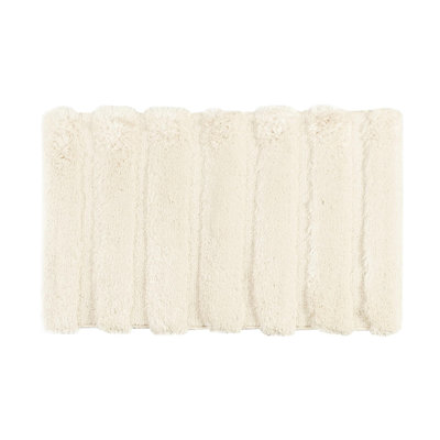 Tapis de bain, 21 x 34 po, 100% rayé, couleur douce, antidérapant, lavable à la machine 21 x 34 po, motif rayé, teint, envers antidérapant
