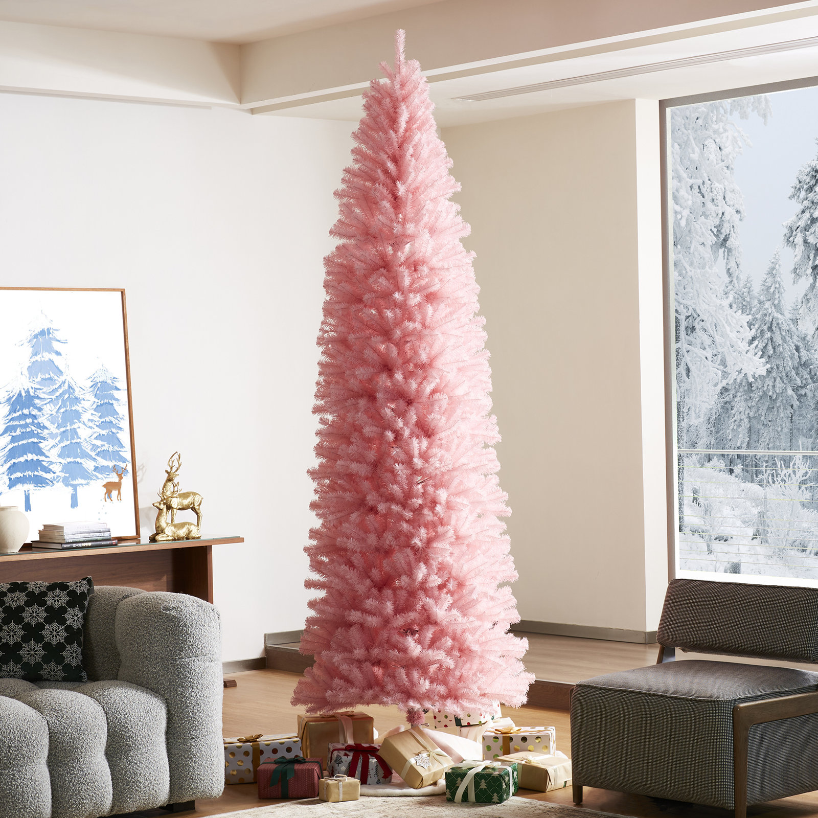 Pink 9' Pine Christmas Tree, 9ft