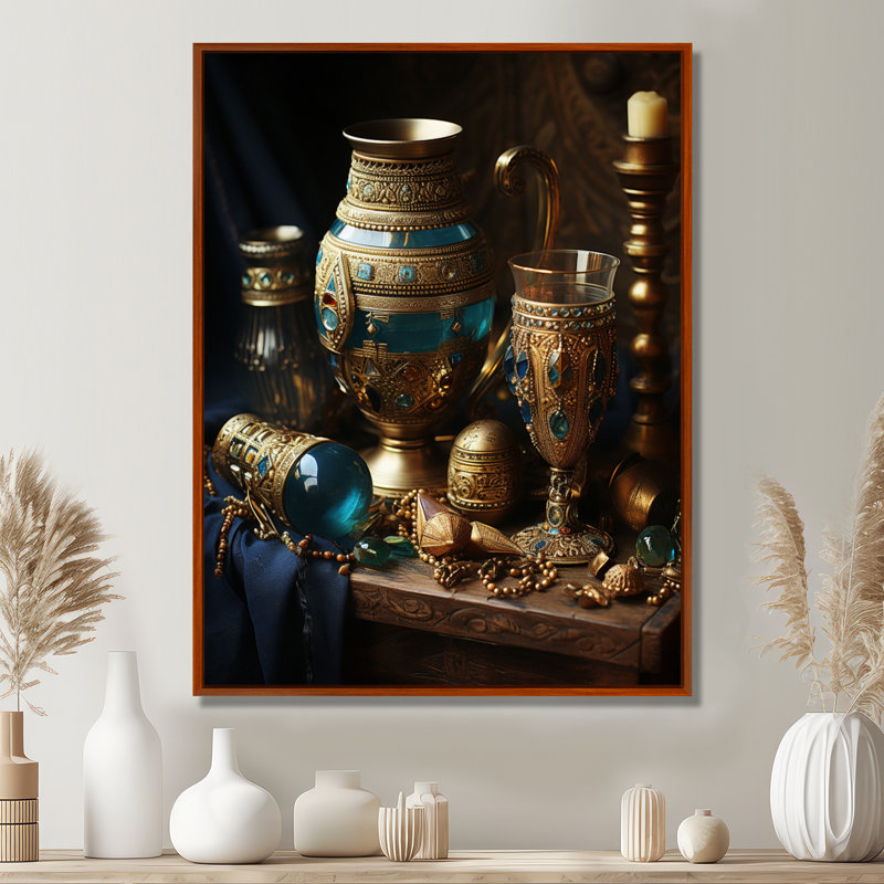 Égypte égyptien, Trésors égyptiens I - Égypte, art mural, 32" H x 16" W, Encadrement doré