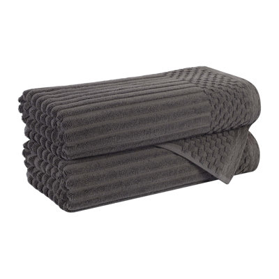 Ensemble de serviettes de bain en coton uni et à carreaux très absorbant Ruvins