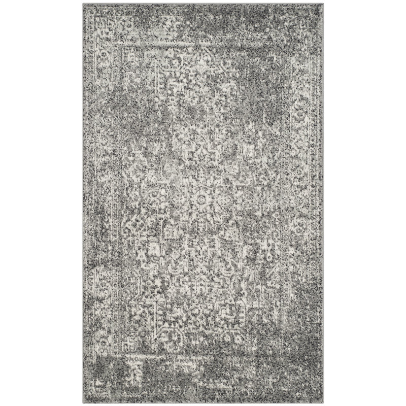 Oriental Area Rug, Grey/Ivory, Rectangle 155 x 229 cm