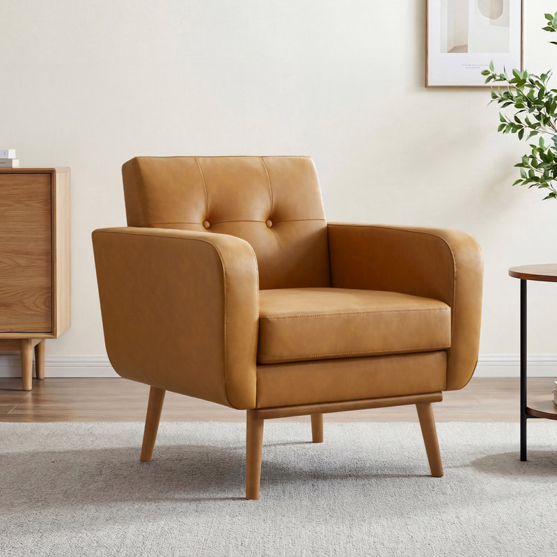 Fauteuil Analeah, Similicuir brun et jaune
