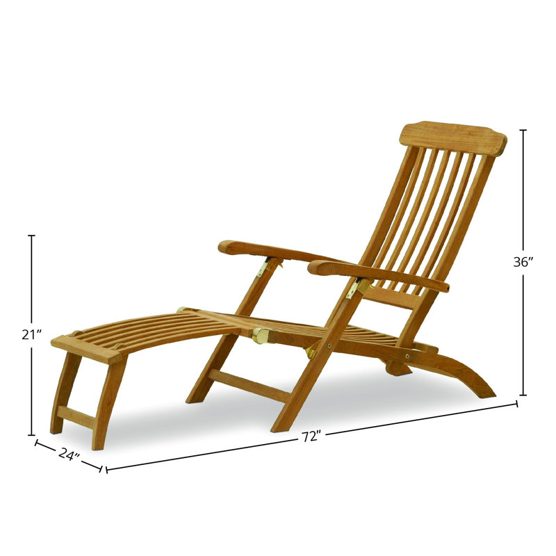 Renilde Outdoor Teak Wood Chaise Lounge