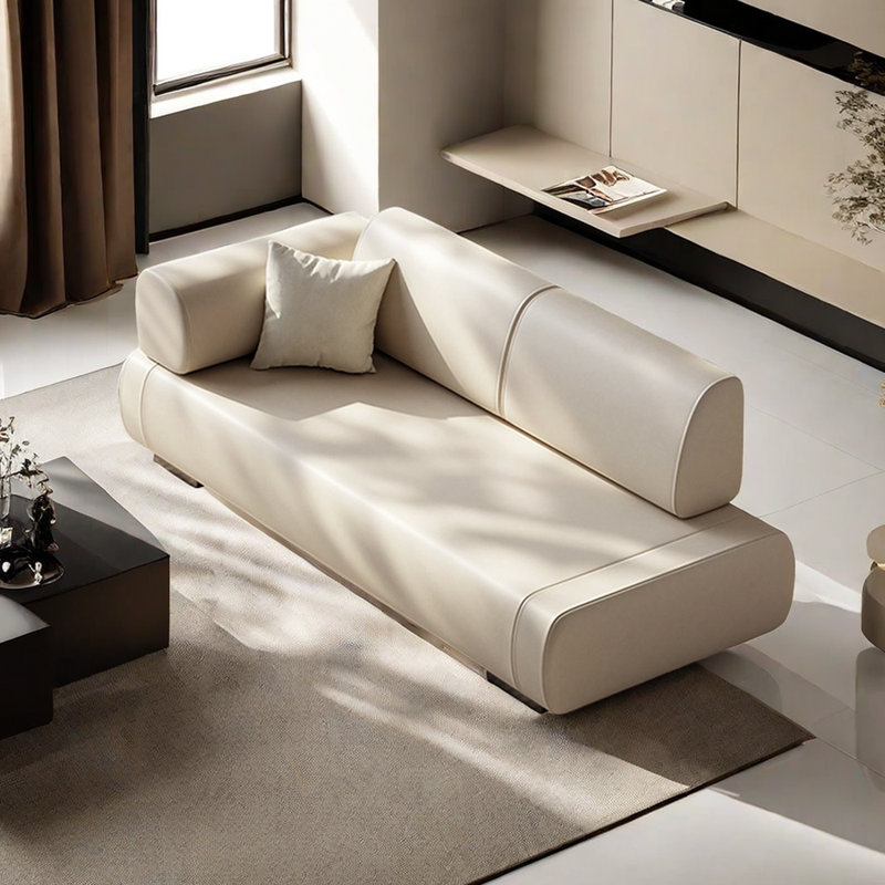 Méridiennes confort intérieur en similicuir, Accoudoir à gauche (vu de face), Beige