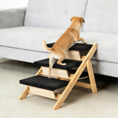 21 escaliers pliables pour animaux de compagnie en bois pour les chiens de taille moyenne à atteindre, canapé - antidérapant et portable jusqu'à 150 livres, lits hauts en bois, rampe pour chien avec coussinets, 3 lb