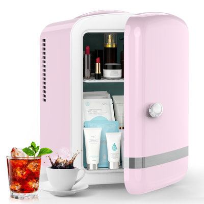 4L/6-Can Black Portable Mini Fridge: Cooler & Warmer For Bedroom/Car/Office/Dorm, Ideal For Cosmetics/Beverage/Food