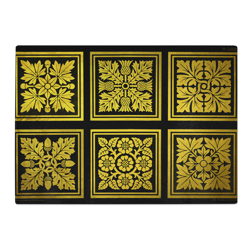 Golden Patterns Chopping Board, 0.4cm H x 20cm W x 28.5cm L