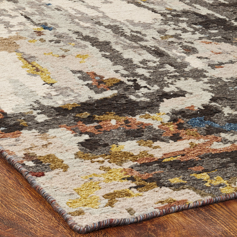 Roussel Wool Abstract Area Rug, Square 8'