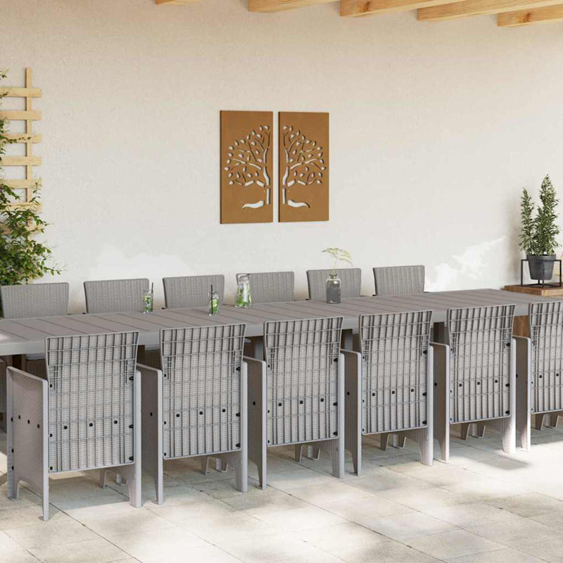 VidaXL Garden Dining Set 15 Pcs Light Grey Poly Rattan