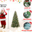 Arbre de Noël de 7 pi avec 450 lumières blanc chaud pré-enfilées, branches pe + enneigées 2178, baies rouges et pin, apparence naturelle pour les lumières à DEL de la saison des fêtes, configuration à charnières de style charnière-1792080301