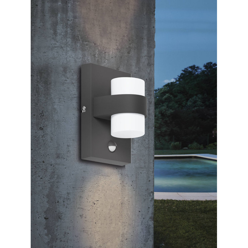 Severine 2 - Bulb Integrated LED Frosted Glass Outdoor Armed Sconce, Anthracite
