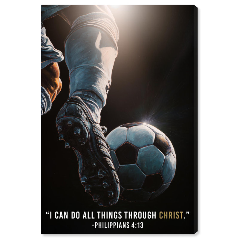 «Art Remedy Through Christ Soccer Ball», reproduction d'art sur toile, reproduction sur toile, 36 x 54, 54"H x 36"W