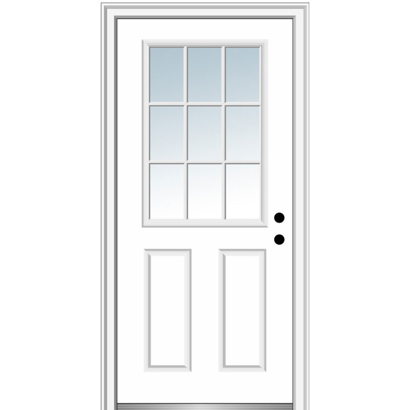 Portes d’entrée pré-raccrochées en acier 2 panneaux 9 lite, S'ouvre à gauche vers l'intérieur