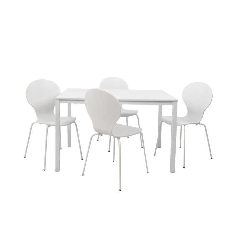 Ensemble repas pour 4 personnes Southport, Blanc/chrome, Blanc