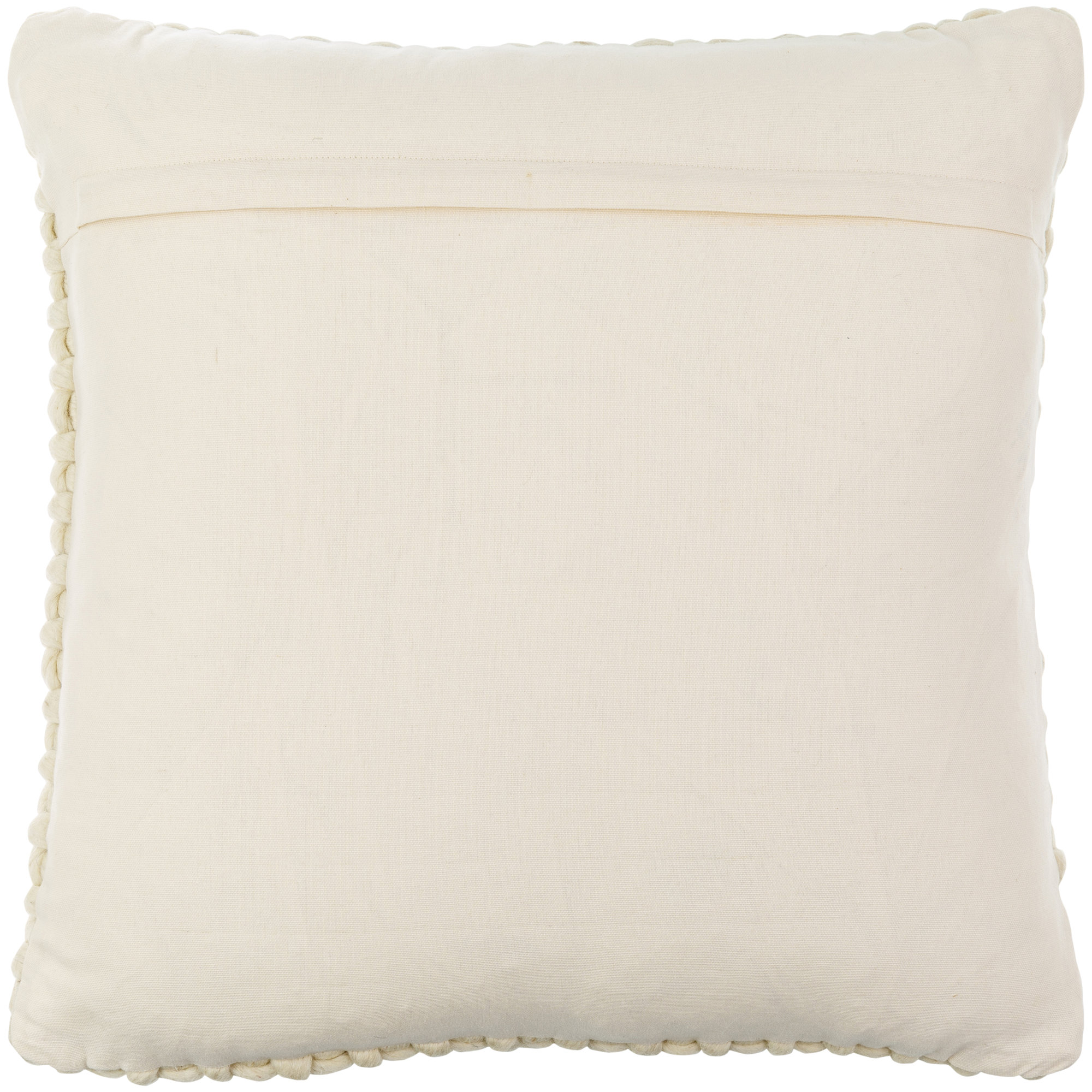 Belel Wool, Cotton Throw Pillow, 22" x 22", Down, Cream