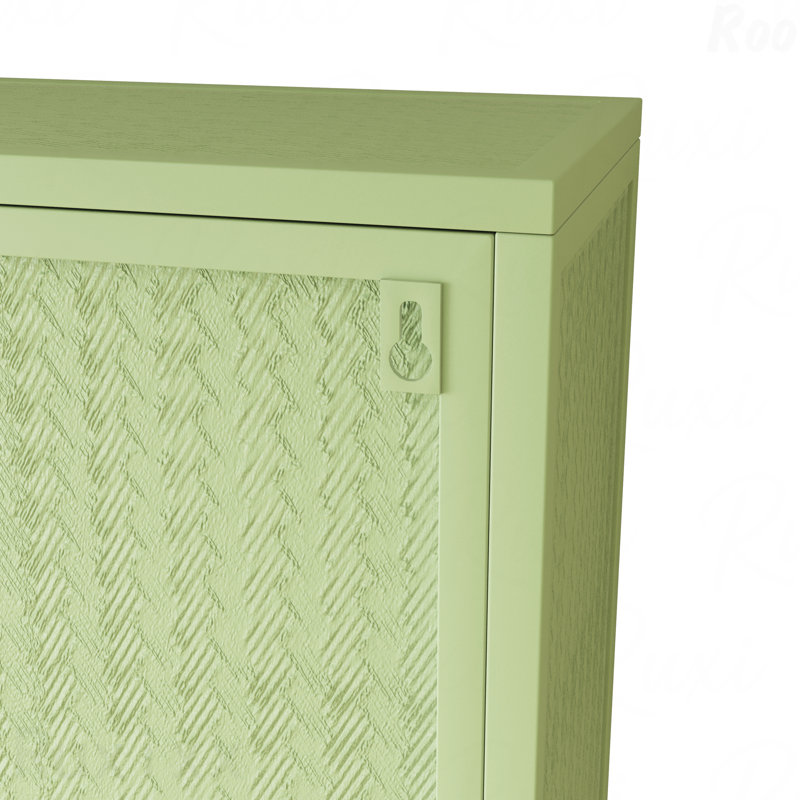27.56" Green Modern Two-Door Wall Cabinet with Glass Doors - Three-Tier Storage, Woven Pattern, for Entryway & Bathroom