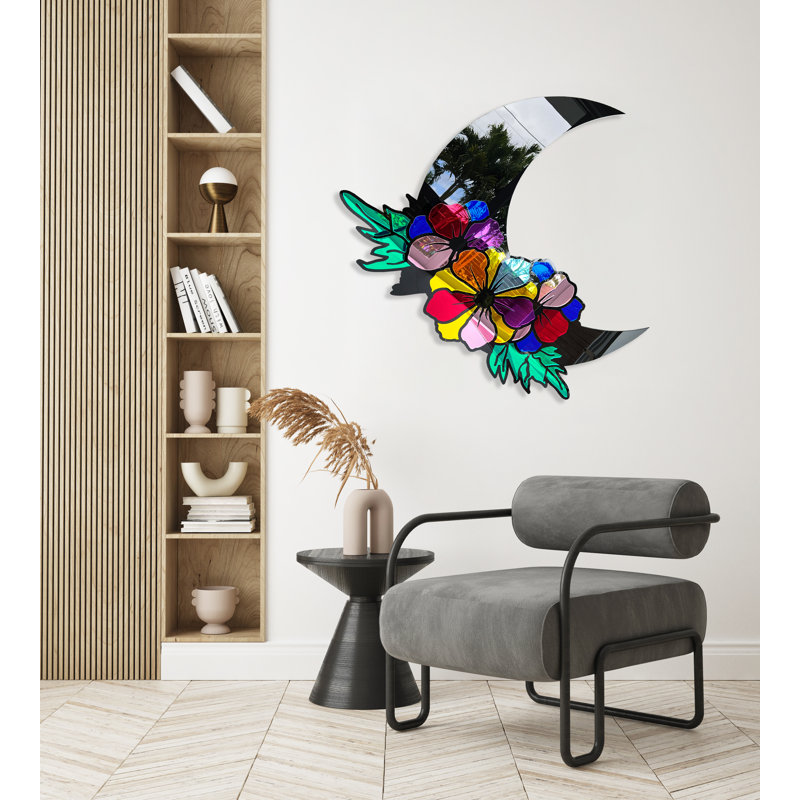 Très grand art / miroir en acrylique lune / grand art mural / fabriqué aux États-Unis / cadeau de luxe / décoration murale / art moderne / abstrait mural / lune