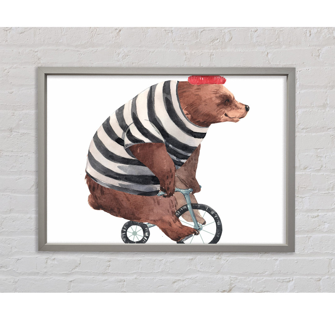 Gerahmtes Leinwandbild Bear On A Bike