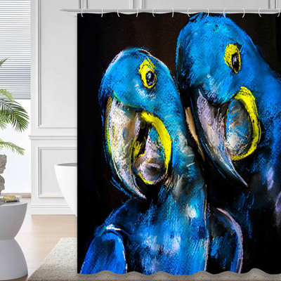 Rideau de douche en perroquet bleu avec art moderne