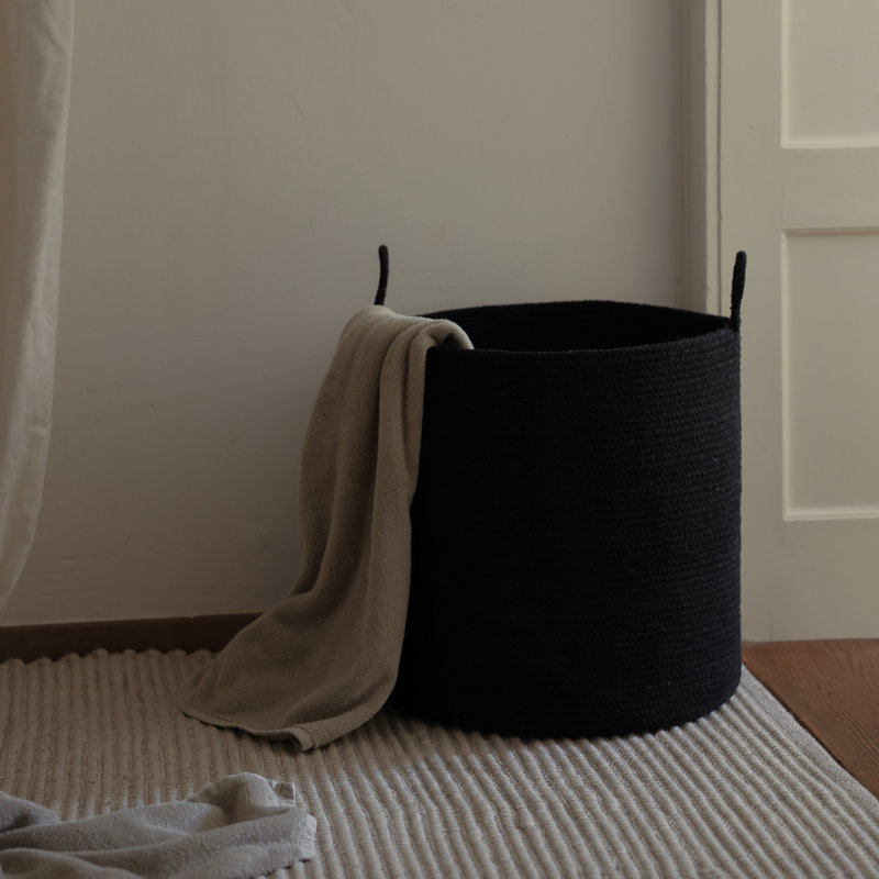 Black Loops Cotton Rope Basket - Medium, 28 pt, Black