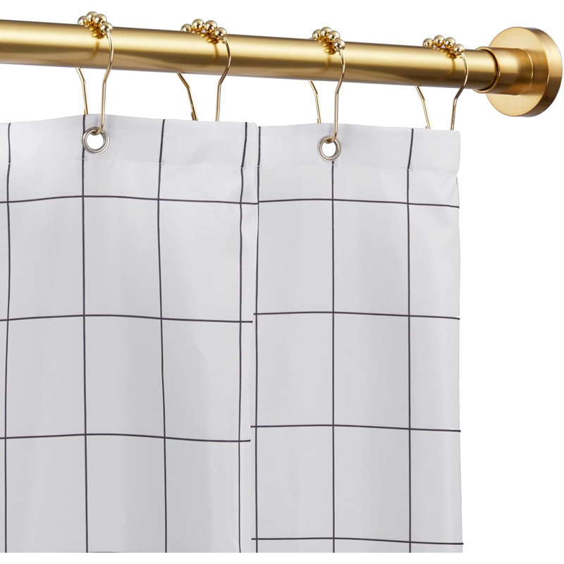 Tringle à rideau de douche dorée - Tringle à tension à ressort antidérapante robuste avec revêtement antirouille, installation sans perceuse, longueur réglable pour la salle de bain, la cuisine, et plus encore