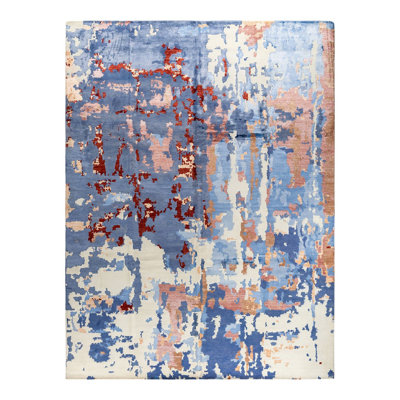 Modern One-of-a-Kind 9' 2" X 12' 2" New Age Area Rug Blue