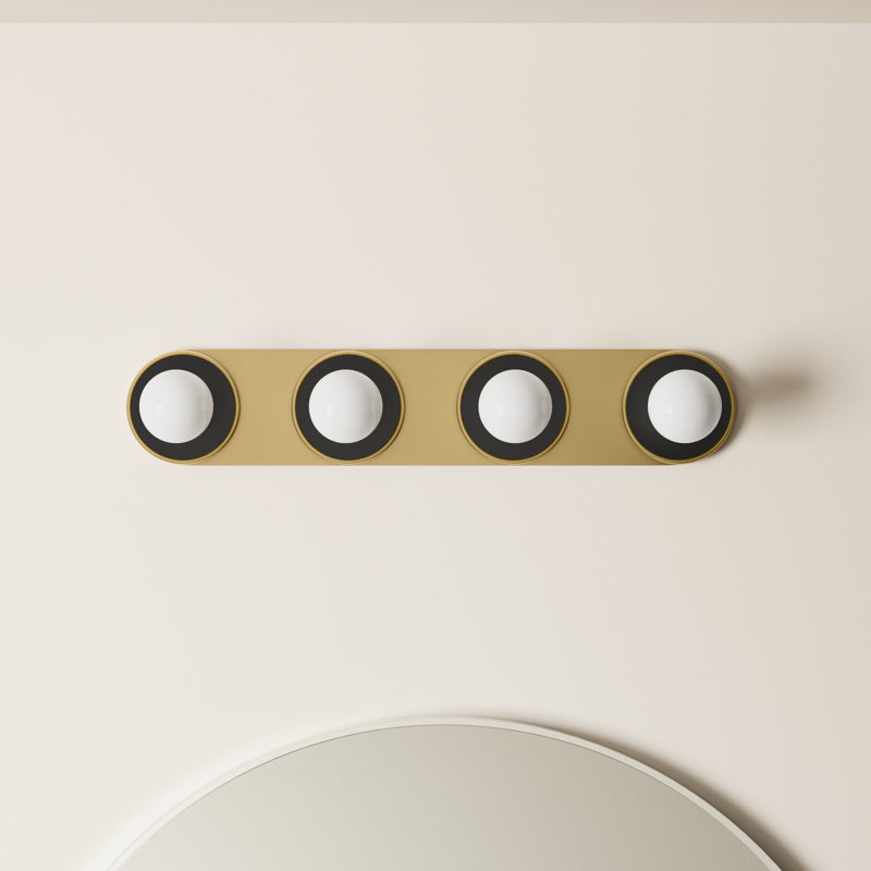 Rocha 4 - Light Dimmable Bath Bar, Yes, Black/Natural Aged Brass