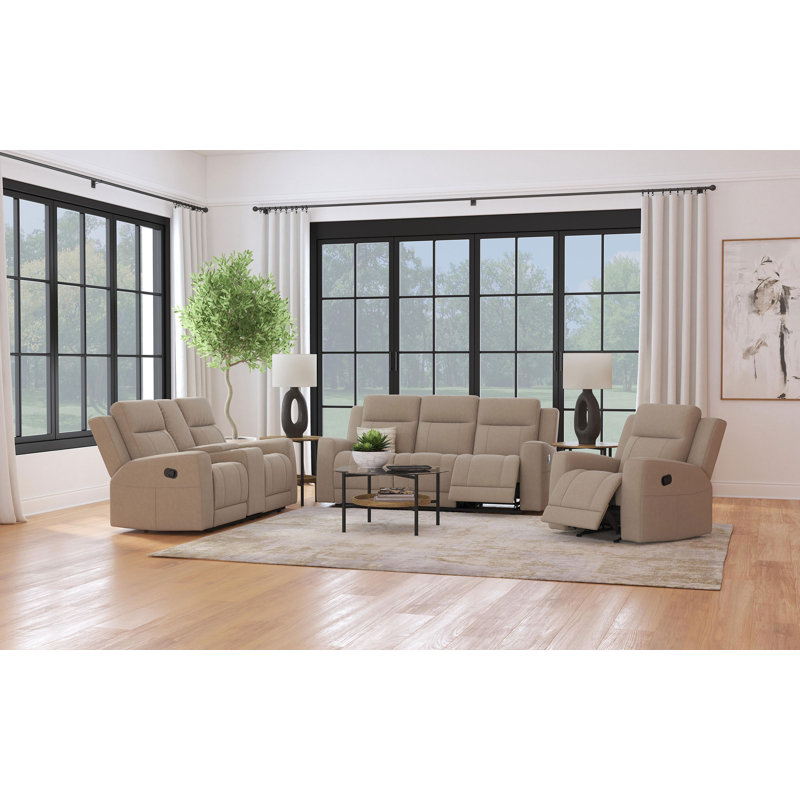 Ensemble de canapé inclinable rembourré élisabith, Brun, 2 Pieces: Sofa, Loveseat 