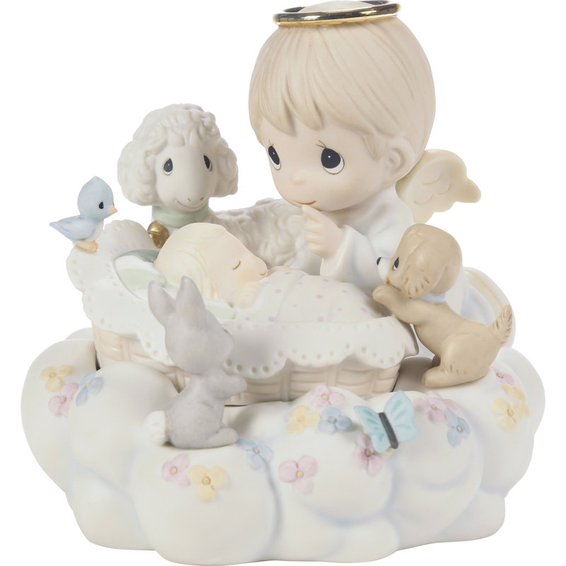 Figurine Precious Moments bébé avec ange et animaux 4,73 pouces