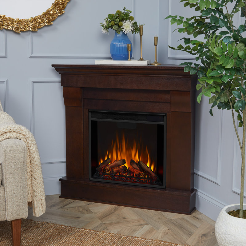 Dark Walnut Free-standing Electric Fireplace with Mantel