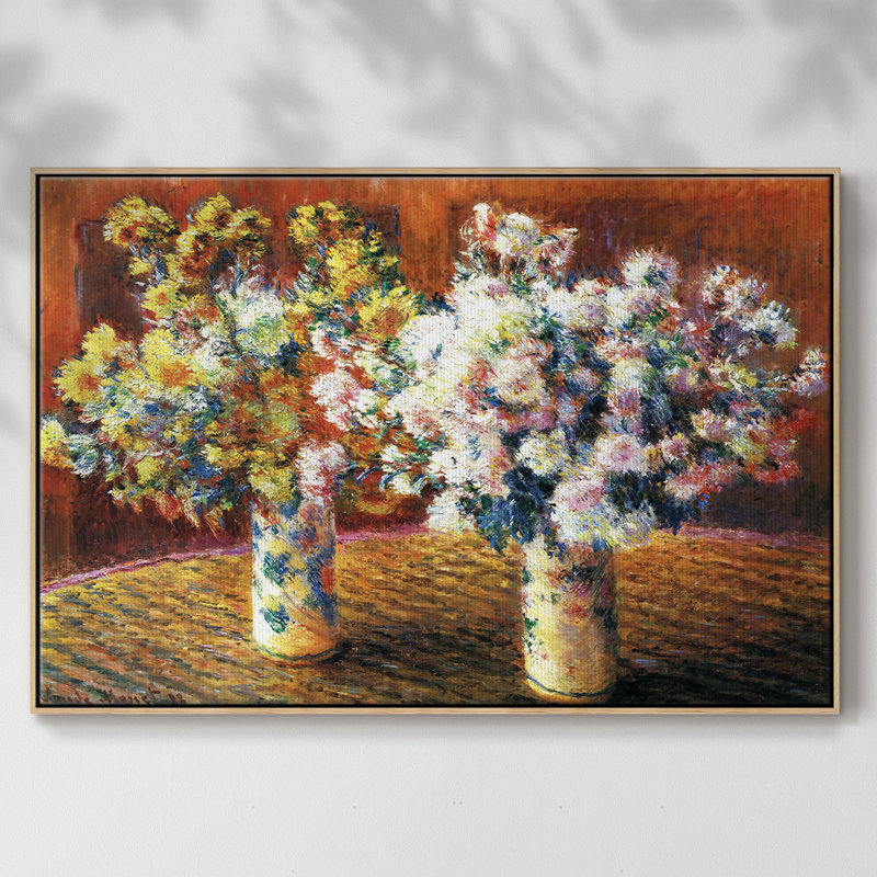 «Two Vases With Chrysanthems», 1888, reproduction d'art sur toile, H 27 po x l 41 po x P 2 po, Naturel