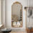 Arched Full Body Mirror with Vintage Ornate Carved Applique, Wall Mounted for Multiple Room Decor and Retro Aesthetic Appeal-1787853643