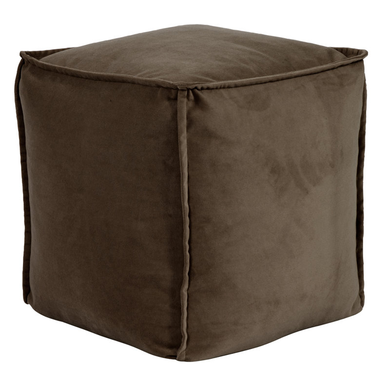 Olmo Upholstered Pouf, Bella Chocolate Performance Velvet