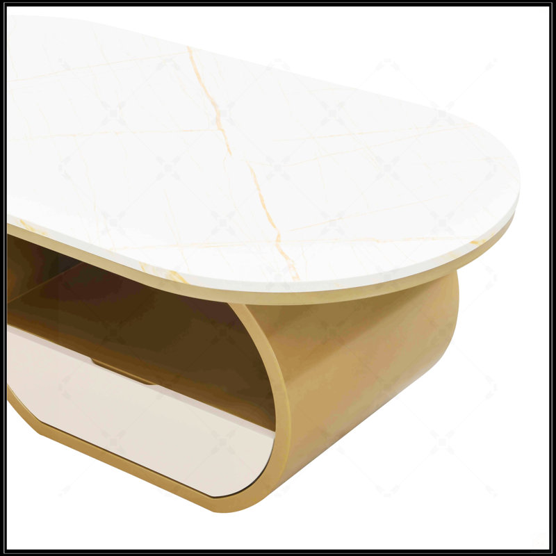 Table basse Luxury, Blanc, Brun, Marbre