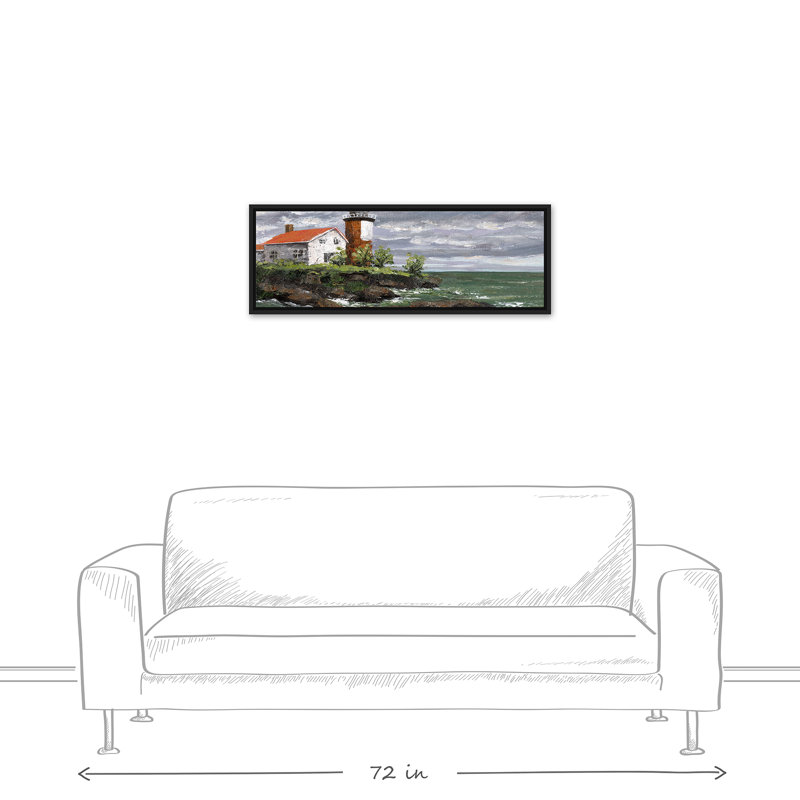 Toile encadrée flottante avec phare orageux, H 13,75 po x l 37,75 po