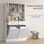 Armoire de rangement pour garde-manger 68 po avec station de charge, 2 armoires à ordures inclinables et support pour micro-ondes, huche de cuisine autoportante avec portes en verre et tablette réglable-1585372974