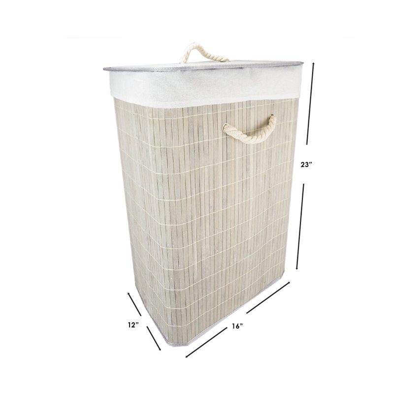 Bamboo Laundry Hamper with Handles, Ivory
